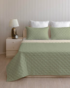 Westy Home quilted dohar, Pearl & Moss, pillow and quilt detail