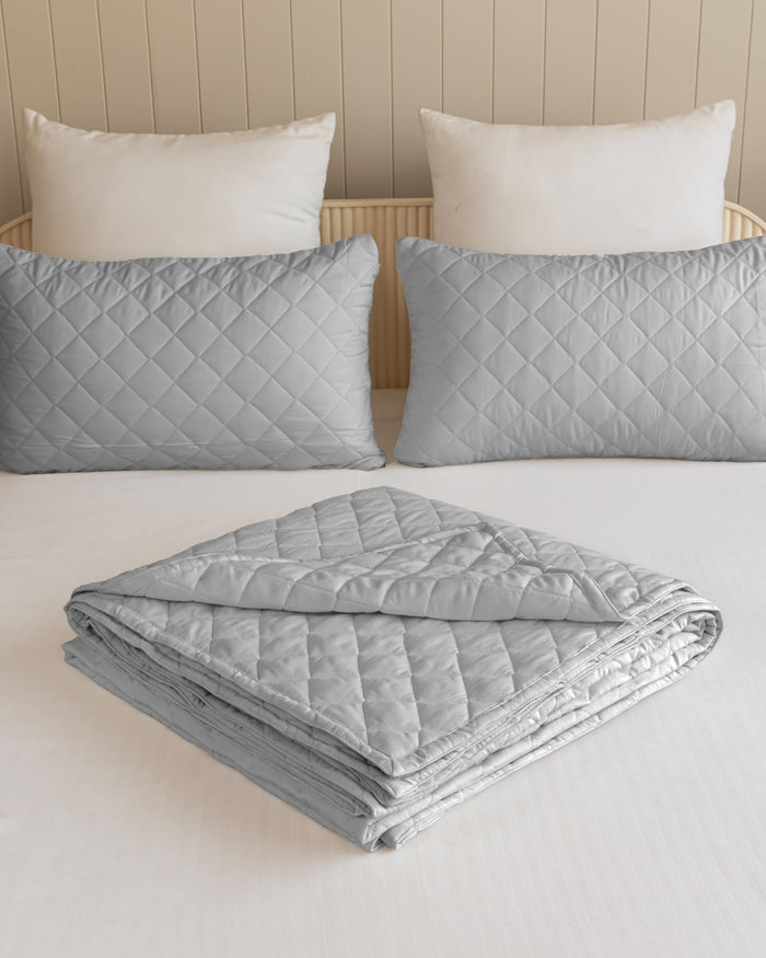 Quilted Dohar – Silver Grey