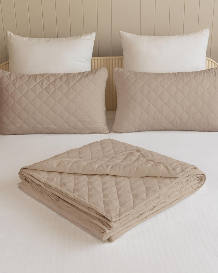 Quilted Dohar – Solid Mocha
